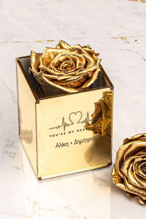 Παντοτινά Τριαντάφυλλα, Forever Gold Rose Mirror - Geometric Heart