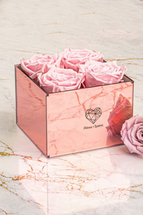 Παντοτινά Τριαντάφυλλα, Forever Rose Pink Gold - Geometric Heart