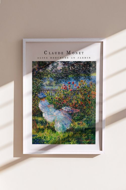 Claude Monet Alice Hoschede Au Jardin Premium Poster