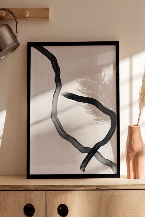 Line Art Black Abstract No65 Premium Poster