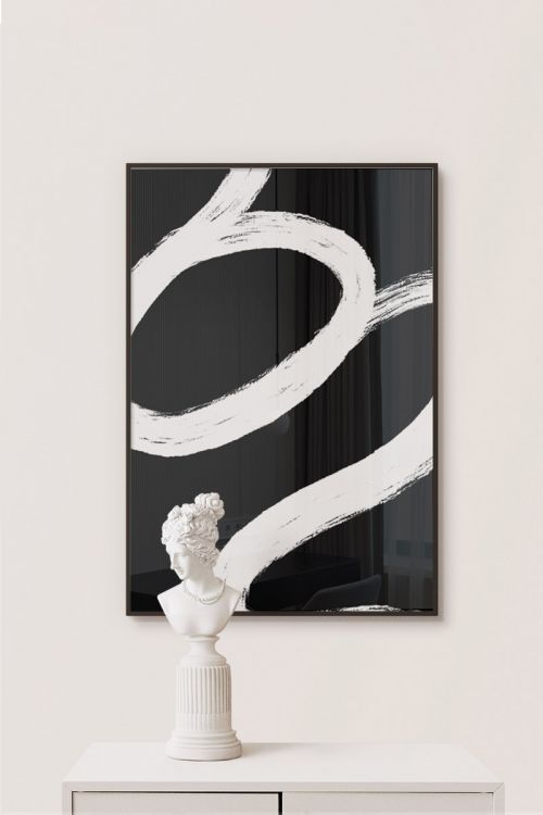 Line Art Black Abstract No3 Premium Poster