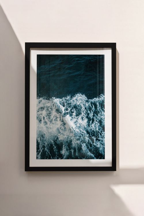 White And Blue Waves Premium Poster