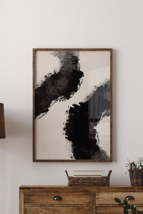 Line Art Black Abstract No68 Premium Poster