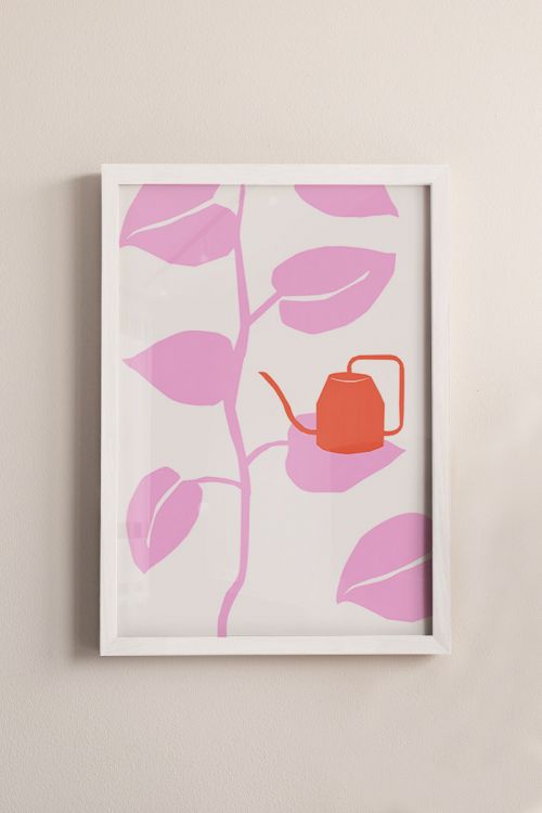 Jardin Color Pink Leaves Premium Poster