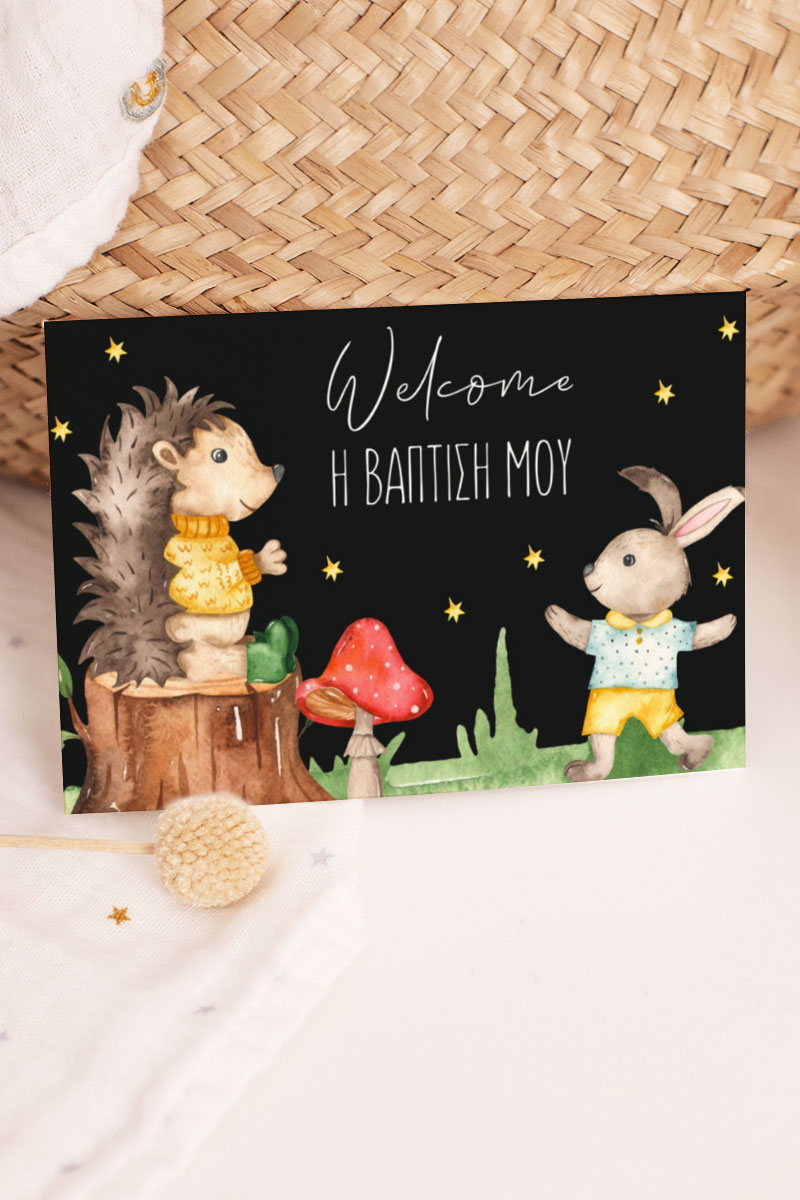 Πρόσκληση Βάπτισης με Σχέδιο Little Miracle In The Forest