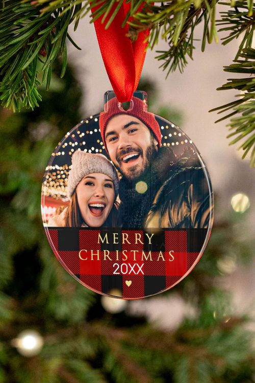 Xmas Tartan Love, Στολίδι Δέντρου Με Φωτογραφία