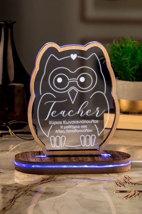 Επιτραπέζιο Φωτιστικό Led, Δώρο για Δάσκαλο, Owl Teacher