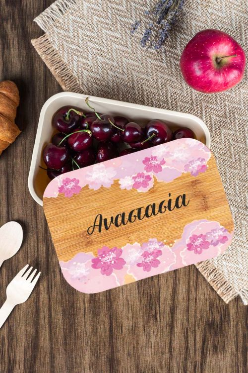 Παιδικό Δοχείο Φαγητού με το Όνομα του Παιδιού, Cherry Blossom