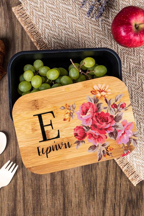Παιδικό Δοχείο Φαγητού με το Όνομα του Παιδιού, Rose Bouquet