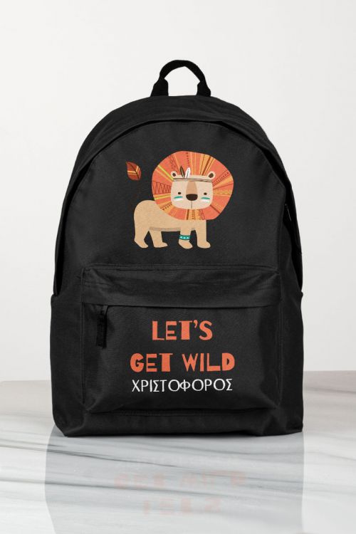 Σχολική Τσάντα Δημοτικού, Μαύρο Χρώμα, Wild Lion