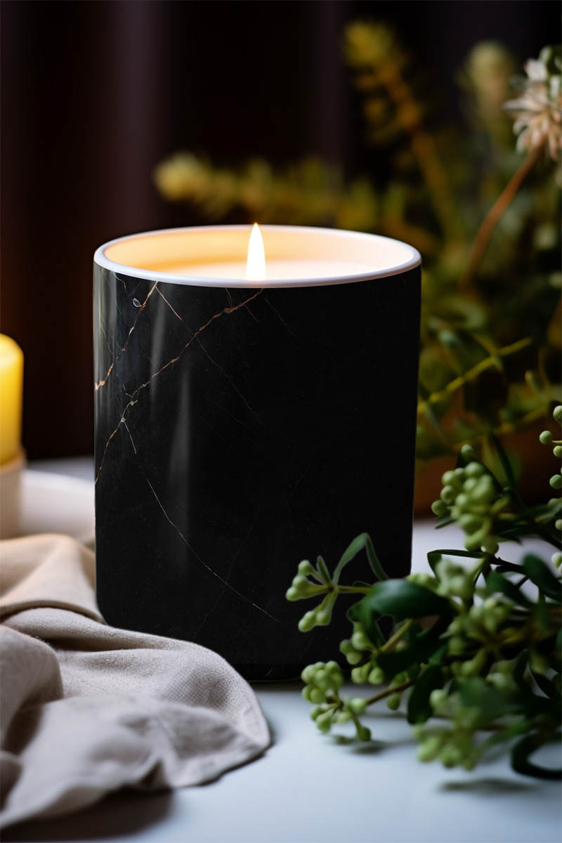 Αρωματικό Κερί, Χειροποίητο με Άρωμα Vanilla Cream, Black Marble