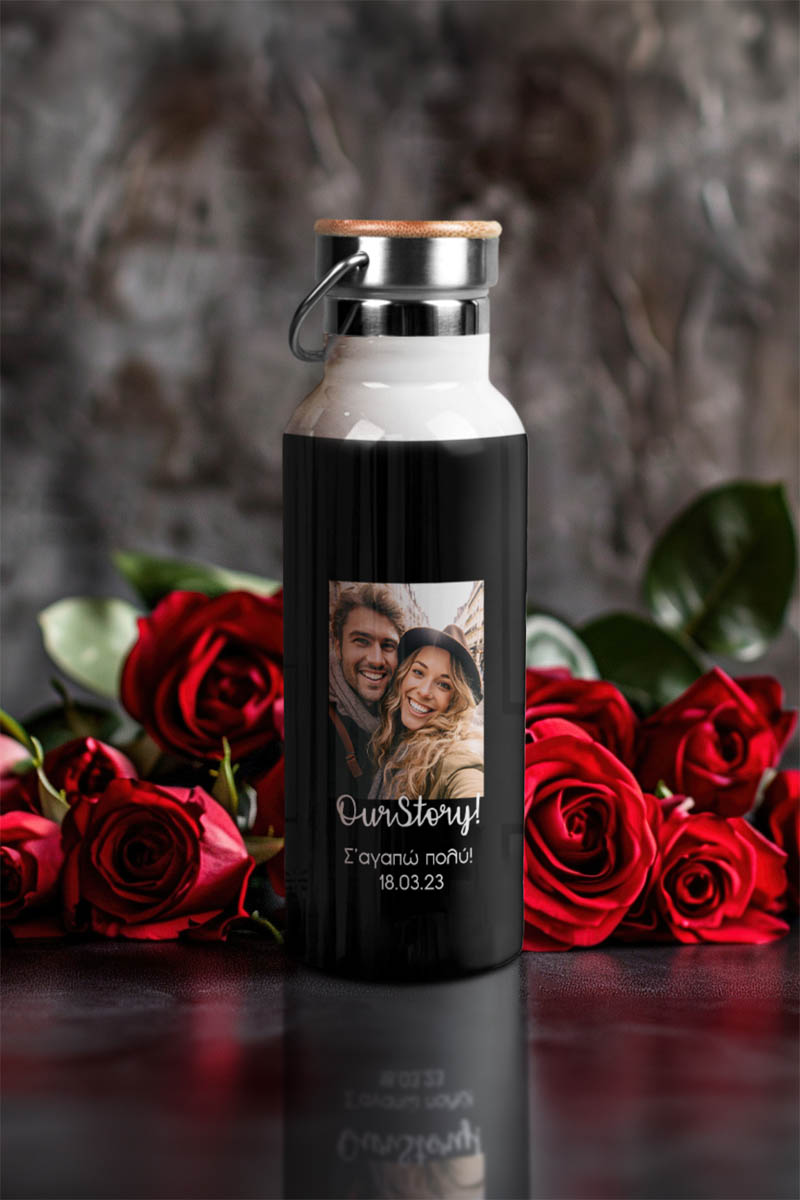 Μπουκάλι Θερμός Ανοξείδωτo με Σχέδιο Love Memories