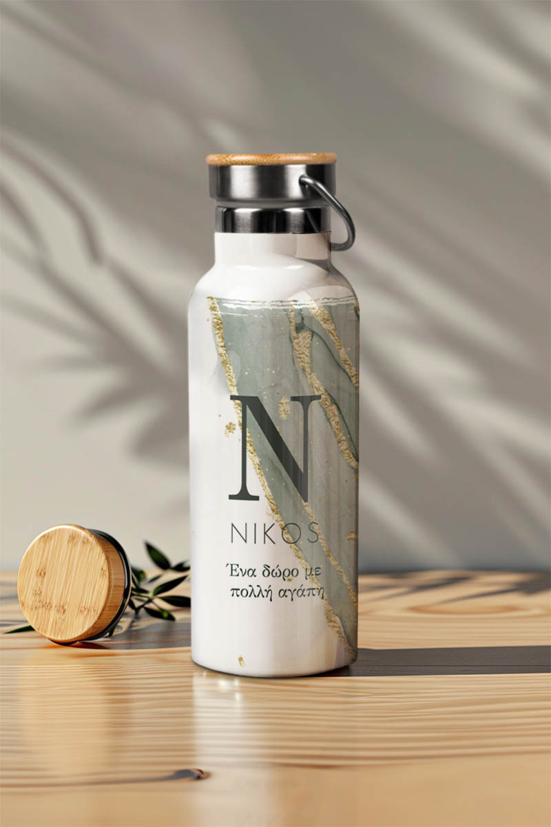 Μπουκάλι Θερμός Ανοξείδωτo με Σχέδιο Gold Dust