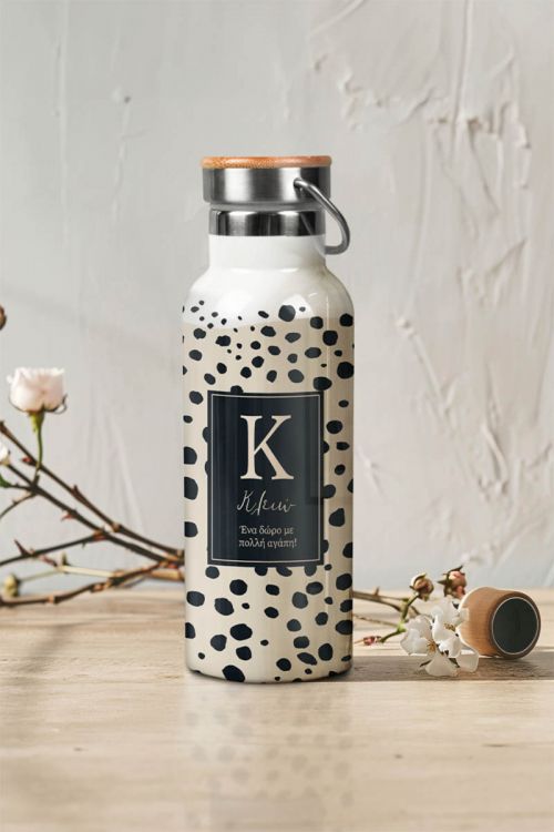 Μπουκάλι Θερμός Ανοξείδωτo με Σχέδιο Lovely Dots