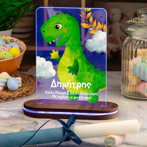 Φωτιστικό Led με Premium Λαμπάδα και Σχέδιο Πράσινος Δεινόσαυρος