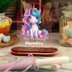 Φωτιστικό Led με Premium Λαμπάδα και Σχέδιο Μπλε Ροζ Μονόκερος