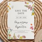 Προσκλητήρια Γάμου με σχέδιο Πολύχρωμα Λουλούδια