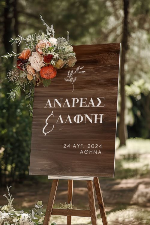 Επιγραφή Καλωσορίσματος Γάμου με Σχέδιο Minimal Ονόματα