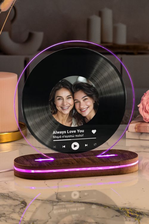 Φωτιστικο Led για Γιορτή της Μητέρας με Σχέδιο Vinyl Music