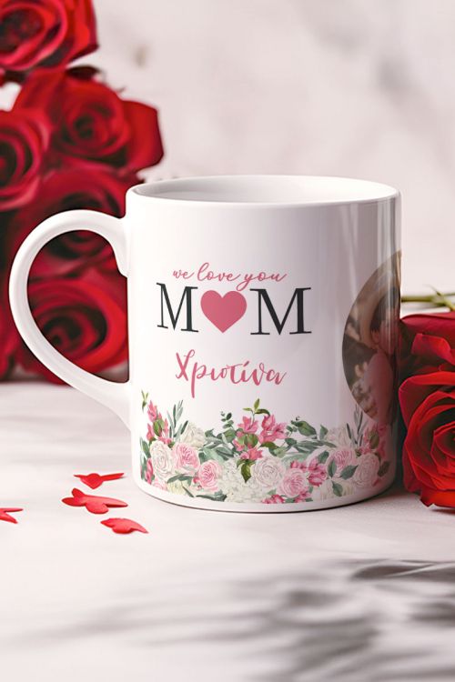 Κούπα Προσωποποιημένη, Δώρο για Μητέρα, Heart Flowers