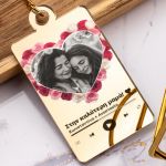 Μπρελόκ Κλειδιών Golden Mirror με Φωτογραφία Rose Heart