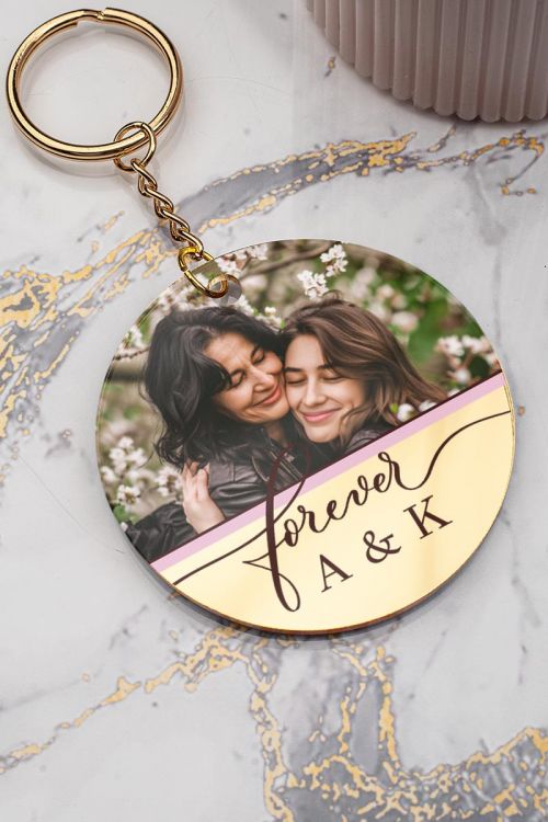 Μπρελόκ Κλειδιών Golden Mirror με Φωτογραφία Forever