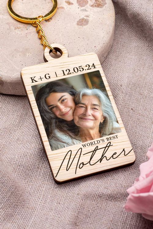 Ξύλινο Μπρελόκ Κλειδιών με Φωτογραφία Best Mother