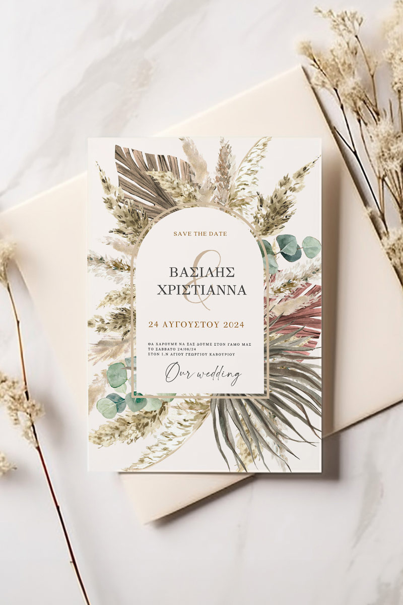 Προσκλητήρια Γάμου με σχέδιο Ανοιξιάτικο Λιβάδι