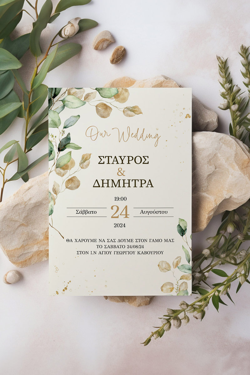 Προσκλητήρια Γάμου με σχέδιο Φθινοπωρινά Φύλλα