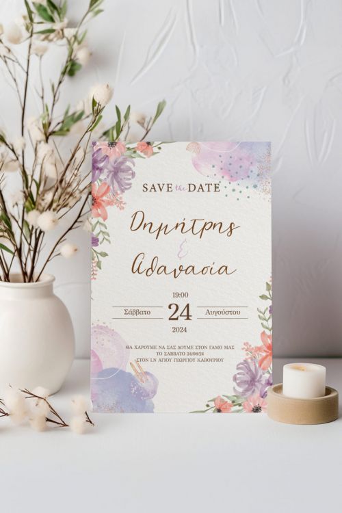 Προσκλητήρια Γάμου με σχέδιο Ανθισμένος Κήπος