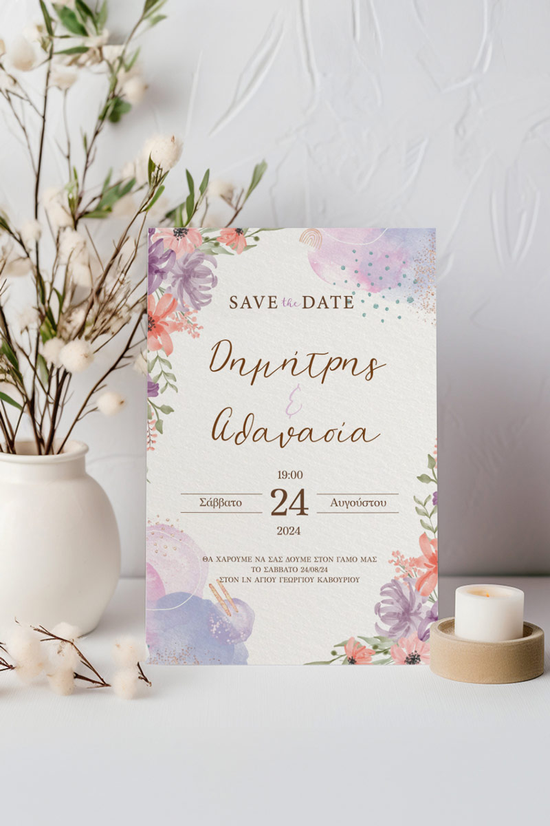 Προσκλητήρια Γάμου με σχέδιο Ανθισμένος Κήπος