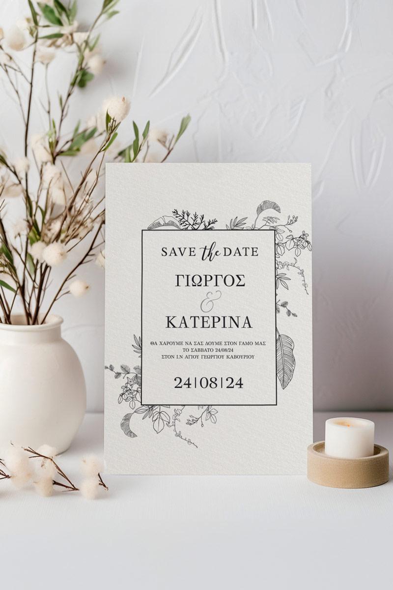 Προσκλητήρια Γάμου με σχέδιο Minimal Ύφος