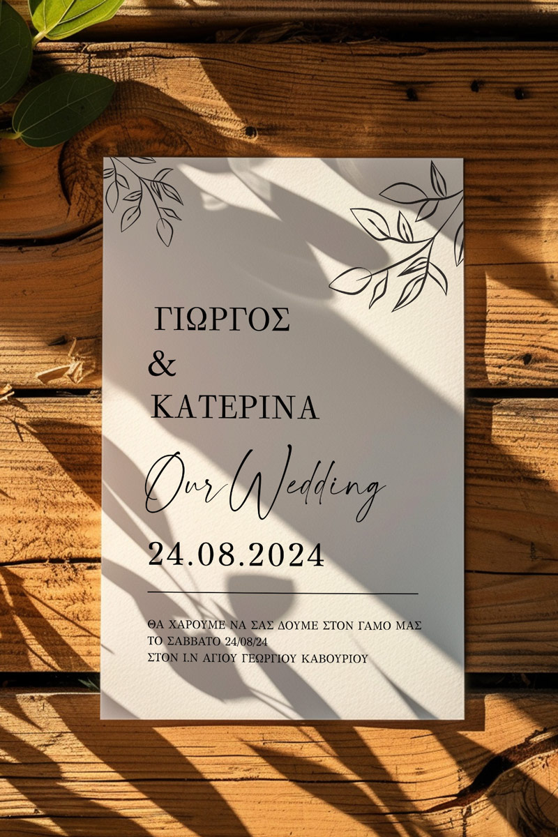 Προσκλητήρια Γάμου με σχέδιο Κλαδί Ελιάς