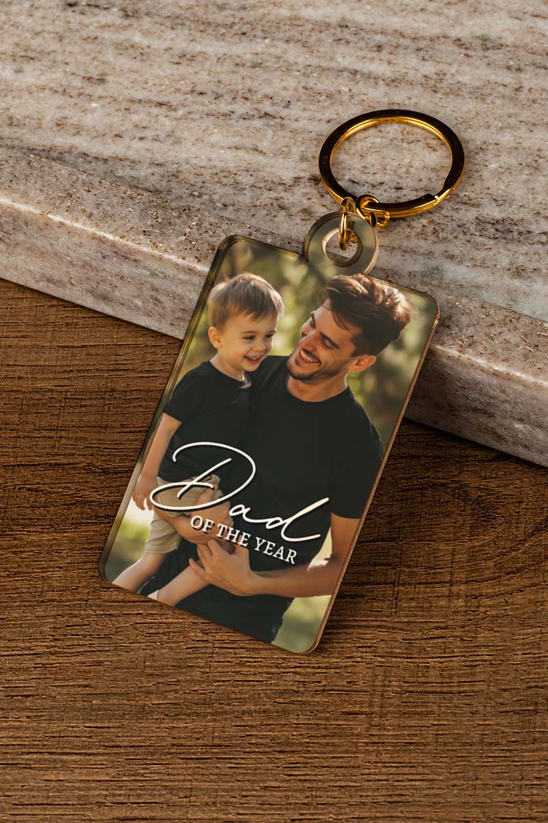 Μπρελόκ Κλειδιών Golden Mirror με Φωτογραφία Lovely Dad