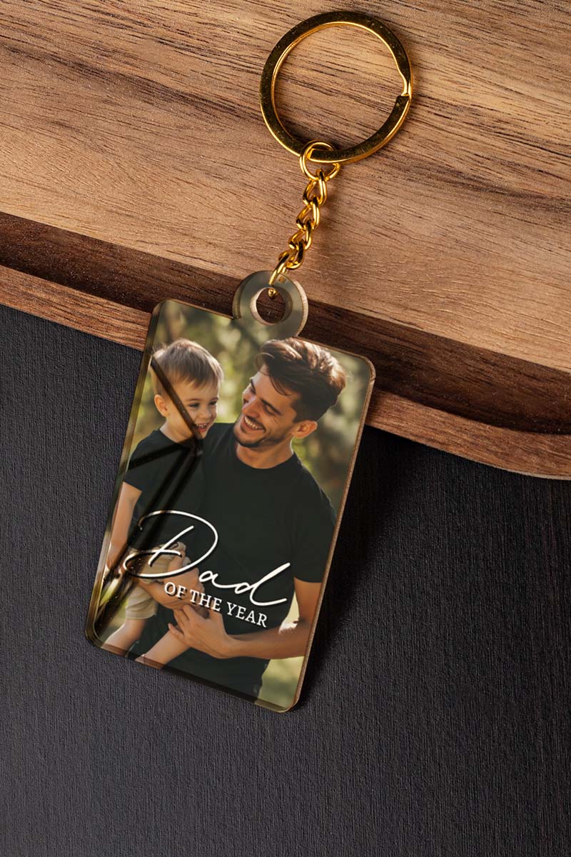 Μπρελόκ Κλειδιών Golden Mirror με Φωτογραφία Lovely Dad