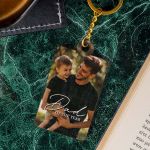 Ξύλινο Μπρελόκ Κλειδιών με Φωτογραφία για Πατέρα, Lovely Dad