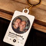 Ξύλινο Μπρελόκ Κλειδιών με Φωτογραφία για Πατέρα, Dad Music