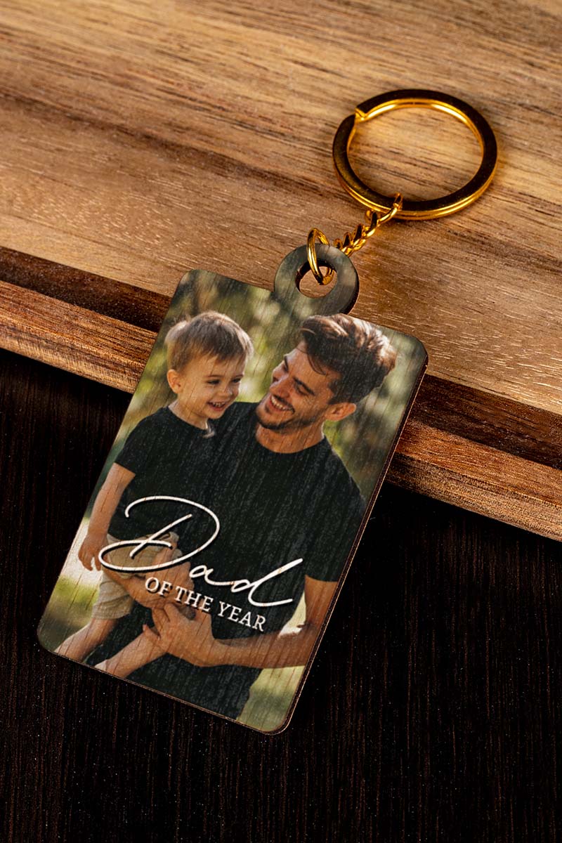 Ξύλινο Μπρελόκ Κλειδιών με Φωτογραφία για Πατέρα, Lovely Dad