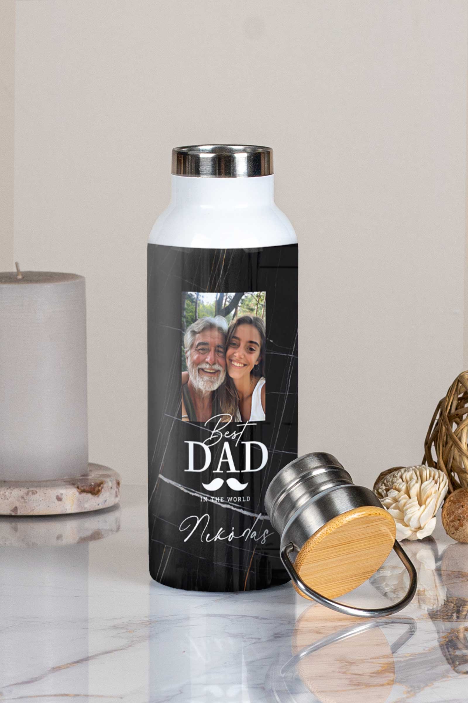 Μπουκάλι Θερμός, Ανοξείδωτo με Προσωποποίηση, Dad Mustache