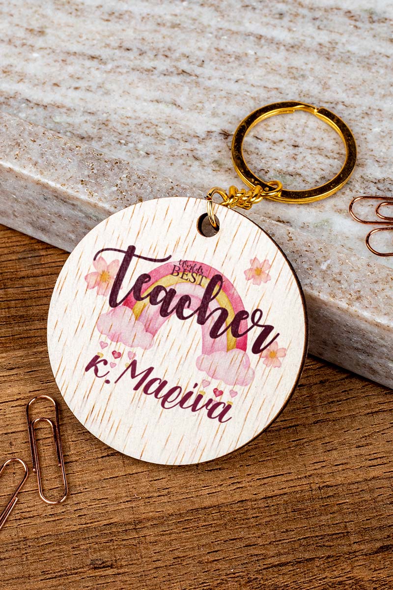Ξύλινο Μπρελόκ Κλειδιών Προσωποποιημένο, Δώρο για Δασκάλα