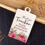 Ξύλινο Μπρελόκ Κλειδιών Προσωποποιημένο, Δώρο για Δασκάλα