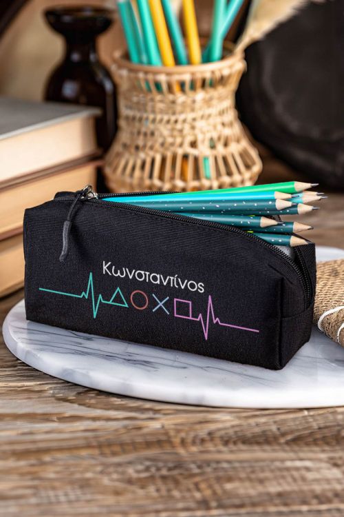 Σχολική Κασετίνα με Όνομα, σε Μαύρο Χρώμα & Σχέδιο Play