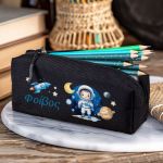 Σχολική Κασετίνα με Όνομα, σε Μαύρο Χρώμα & Σχέδιο Πλανήτες