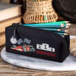 Σχολική Κασετίνα με Όνομα, σε Μαύρο Χρώμα & Σχέδιο Race