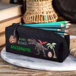 Σχολική Κασετίνα με Όνομα, σε Μαύρο Χρώμα & Σχέδιο Dino