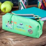 Σχολική Κασετίνα με Όνομα, σε Πετρόλ Χρώμα & Σχέδιο Space