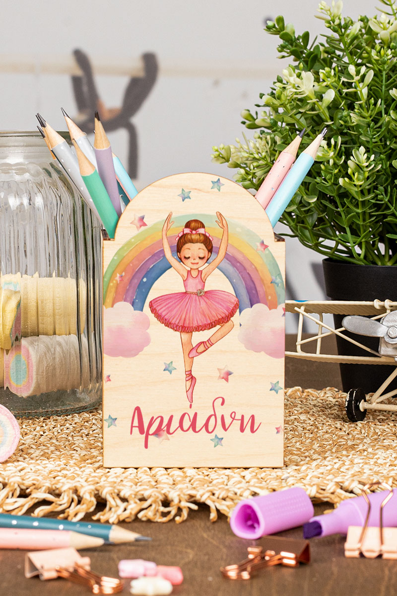 Μολυβοθήκη Προσωποποιημένη για Παιδιά με Σχέδιο Μπαλαρίνα
