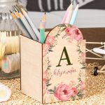 Μολυβοθήκη Προσωποποιημένη για Παιδιά με Σχέδιο Λουλούδια