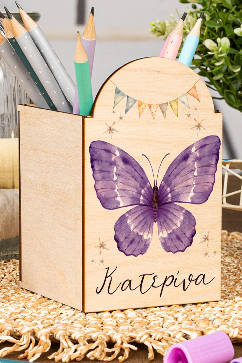 Μολυβοθήκη Προσωποποιημένη για Παιδιά με Σχέδιο Πεταλούδα