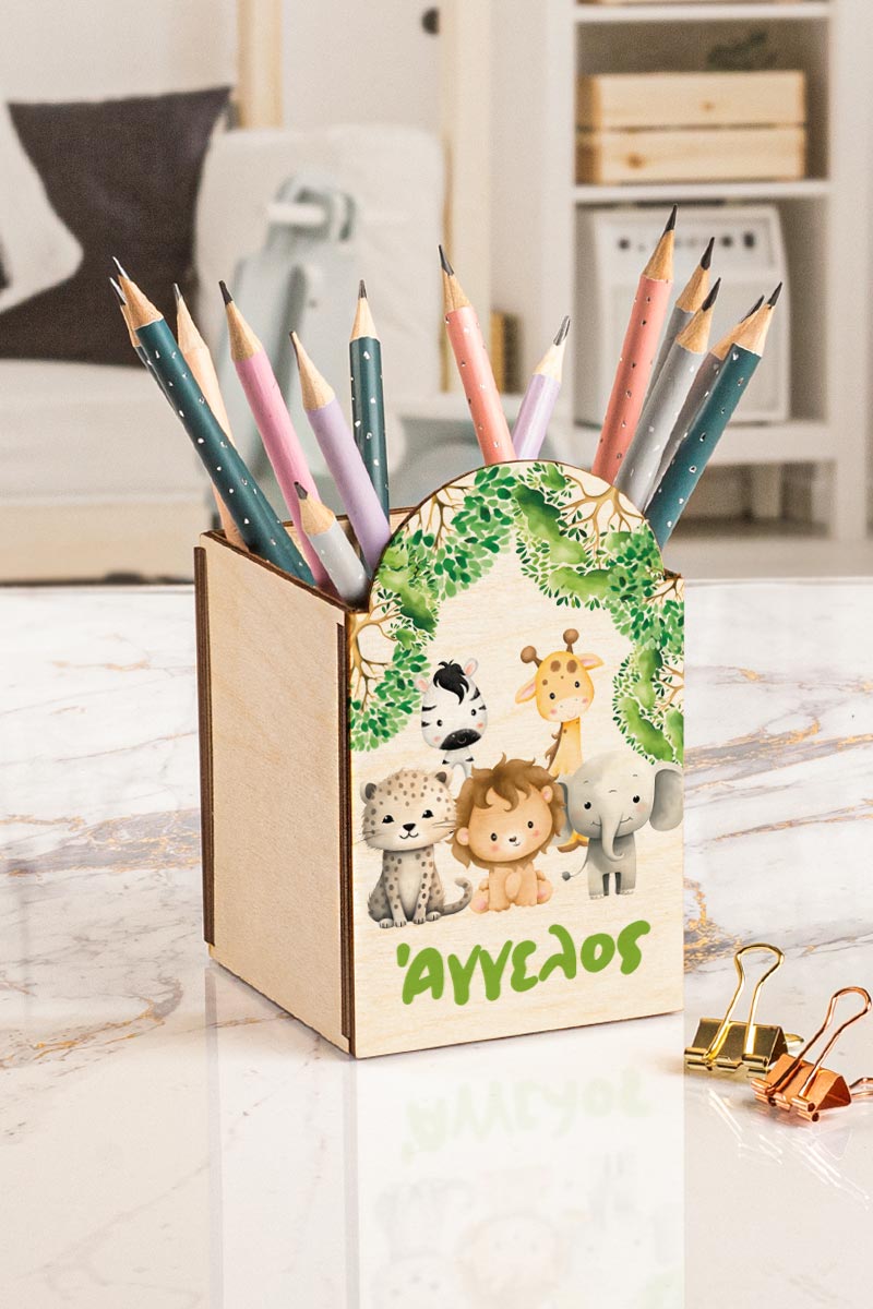 Μολυβοθήκη Προσωποποιημένη για Παιδιά με Σχέδιο Ζούγκλα